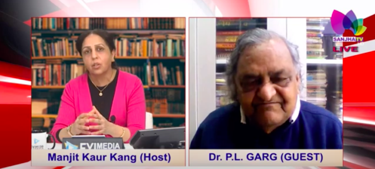 LIVE 🛑 Talk Show (Rooh Diyan Gallan) with Manjit Kaur Kang (Host ) & DR. P. L. Garg (Guest)