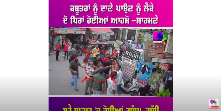 ਕਬੂਤਰਾਂ ਨੂੰ ਦਾਣੇ ਪਾਉਣ ਨੂੰ ਲੈਕੇ ਦੋ ਧਿਰਾਂ ਹੋਈਆਂ ਆਹਮੋ -ਸਾਹਮਣੇ, ਭਰੇ ਬਾਜ਼ਾਰ ‘ਚ ਹੋਈਆਂ ਗੁੱਥਮ-ਗੁੱਥੀ